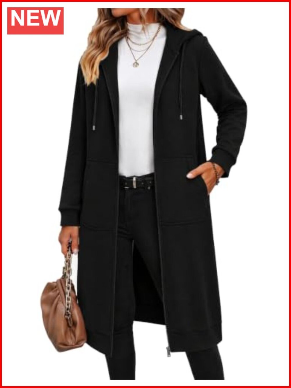 Zeagoo Oversized Fleece Zip Up Hoodie Long Tunic Sweatshirt Casual Fall